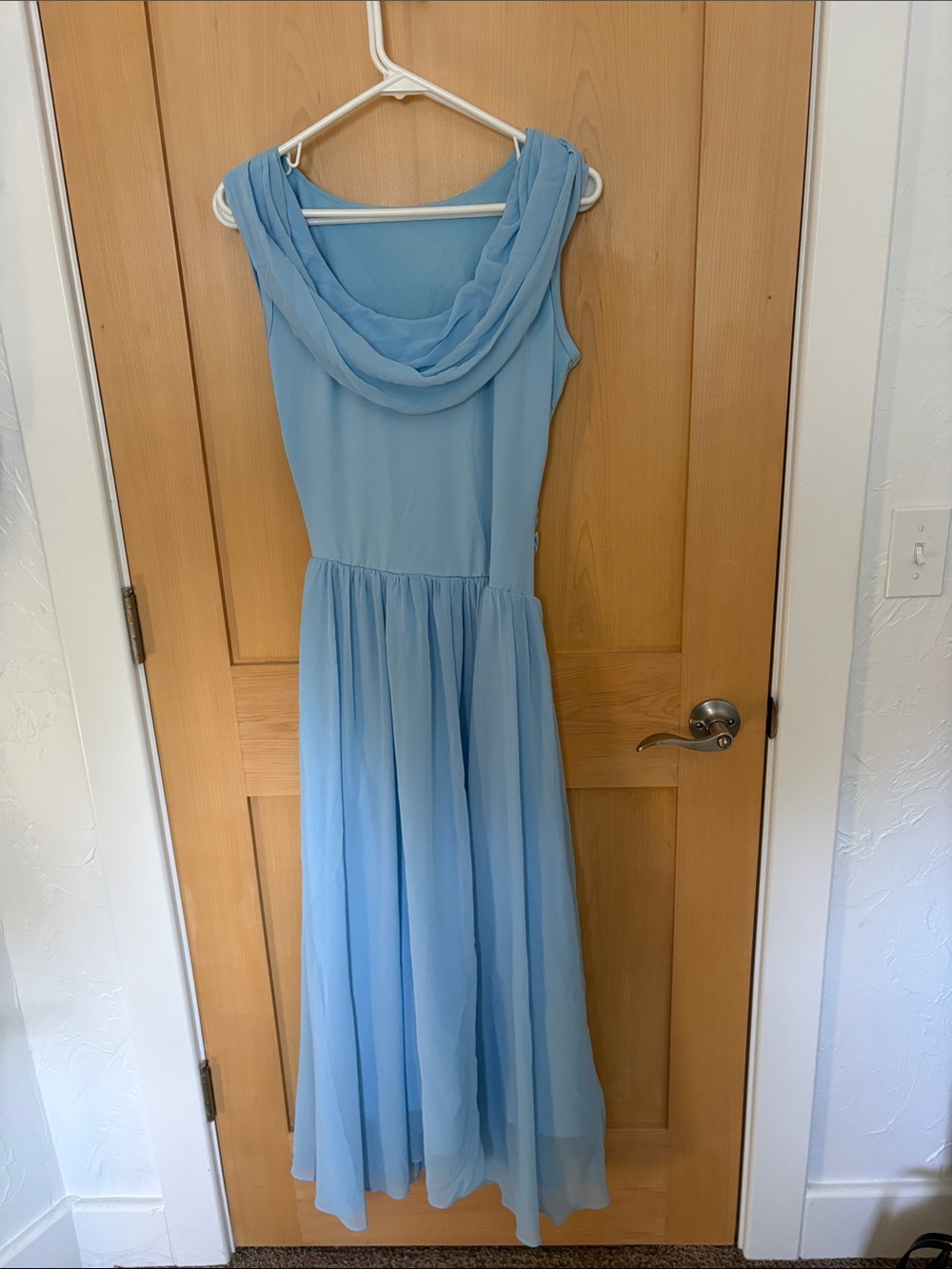 Light Blue Sleeveless Chiffon Maxi Dress medium.